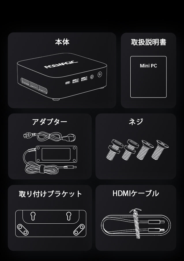 ミニPC ryzen5 7430U搭載 ブラック acemagic ACEMAGIC ミニpc AMD Ryzen 5 7430u mini pc 高速WiFi6 BT5.2